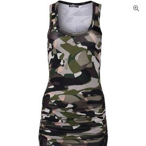 Sleeveless ruched bodycon dress Camo